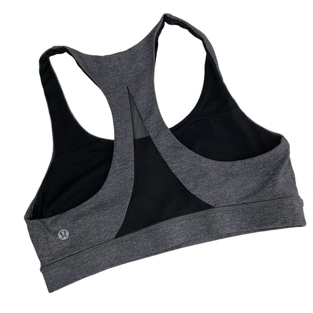 lululemon athletica Invigorate Bra Heathered Black Sz 8 - Picture 6 of 12